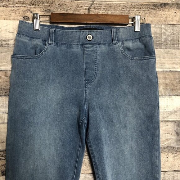 Betabrand Jeans Womens Medium Petite Blue Ankle Cropped Stretch Denim Pull On - Picture 3 of 10